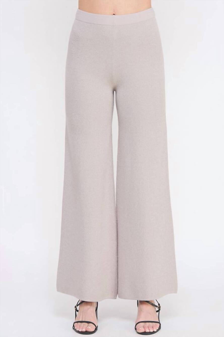 NEW ALLIE ROSE soft lurex fine gauge wide leg pants in silver mist